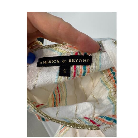 America and Beyond Cream Aztec Stripe Maxi Dress Size Small - Picture 9 of 12